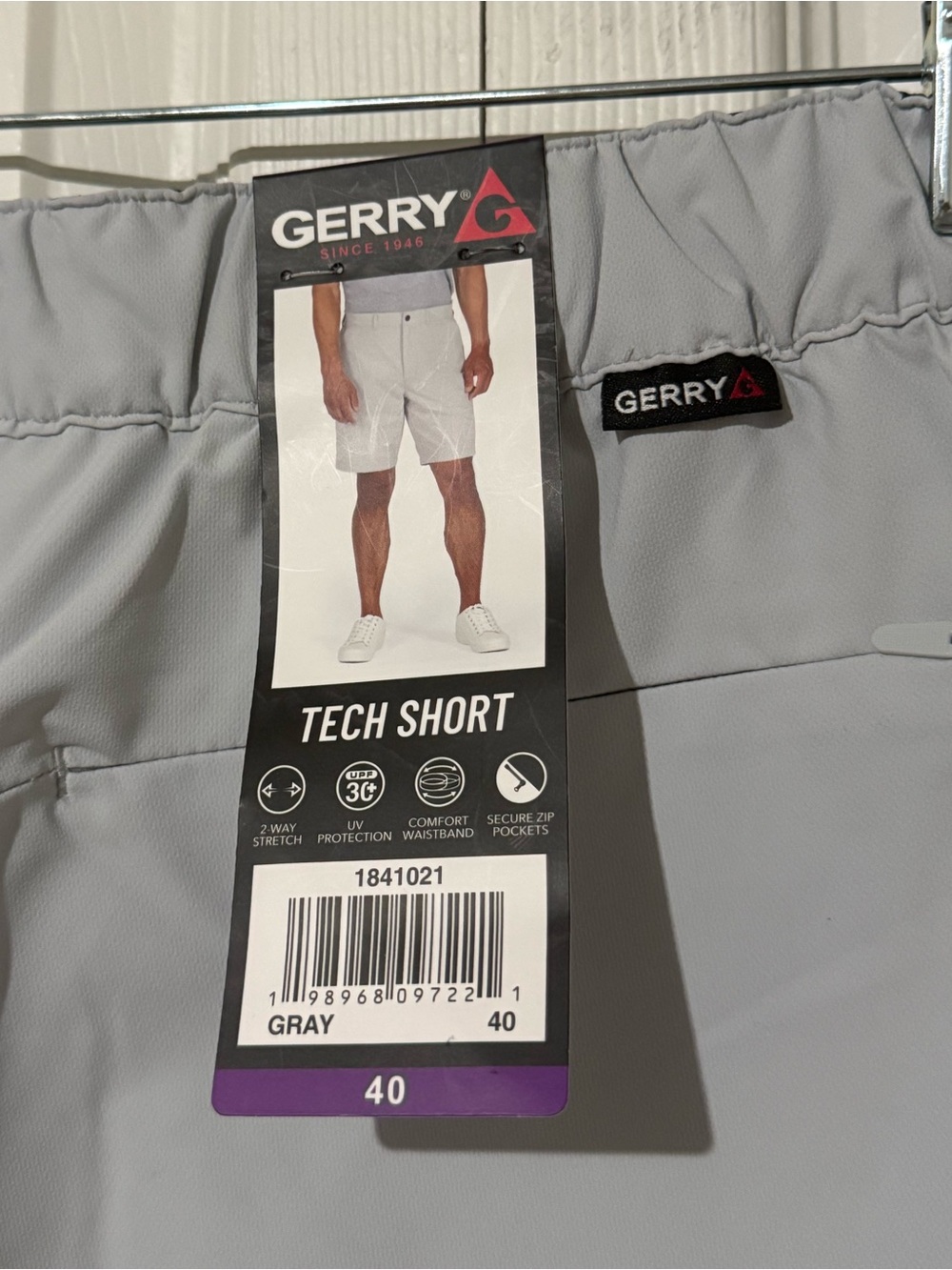 Gerry Men's Tech Shorts UPF 30 Stretch Lightweight Outdoor Size 40 Gray